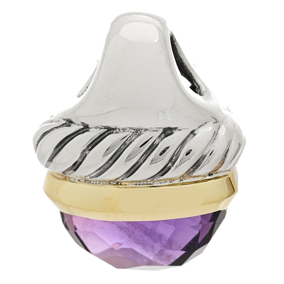 David Yurman Sterling Silver 14K Yellow Gold Amethyst 10mm Acorn Pendant 8 of 8