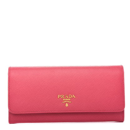 Prada Saffiano Metal Continental Flap Wallet Peonia 1 of 7