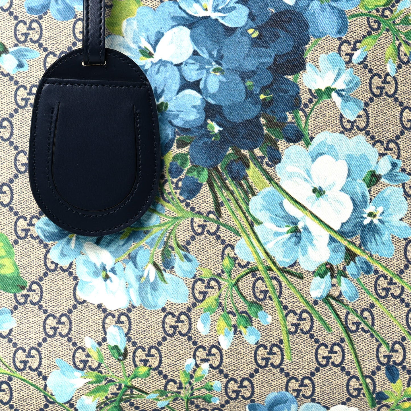 GG Supreme Monogram Blooms Medium Reversible Tote Beige Blue Navy