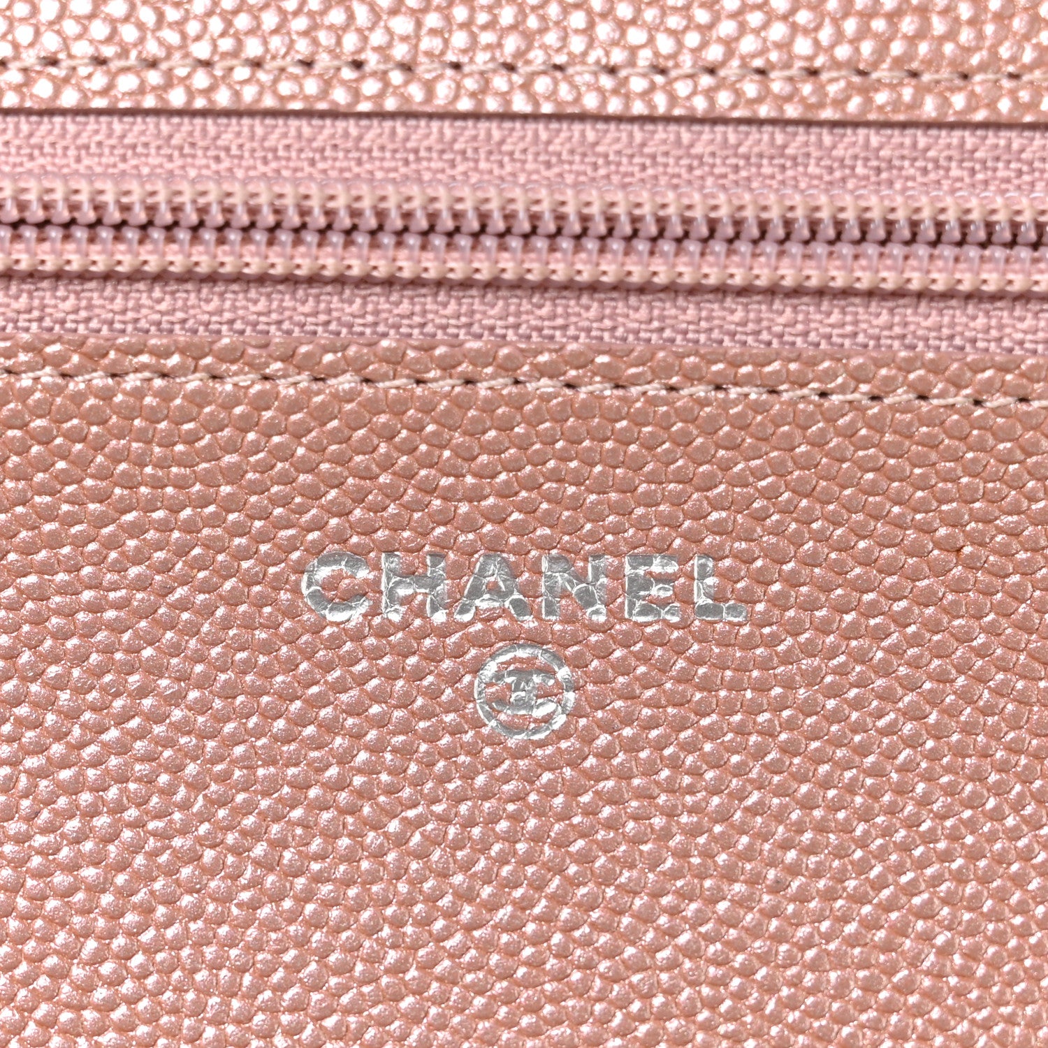 Chanel Metallic Caviar Chevron Quilted Vintage Mademoiselle Wallet On Chain WOC Pink 6 of 13