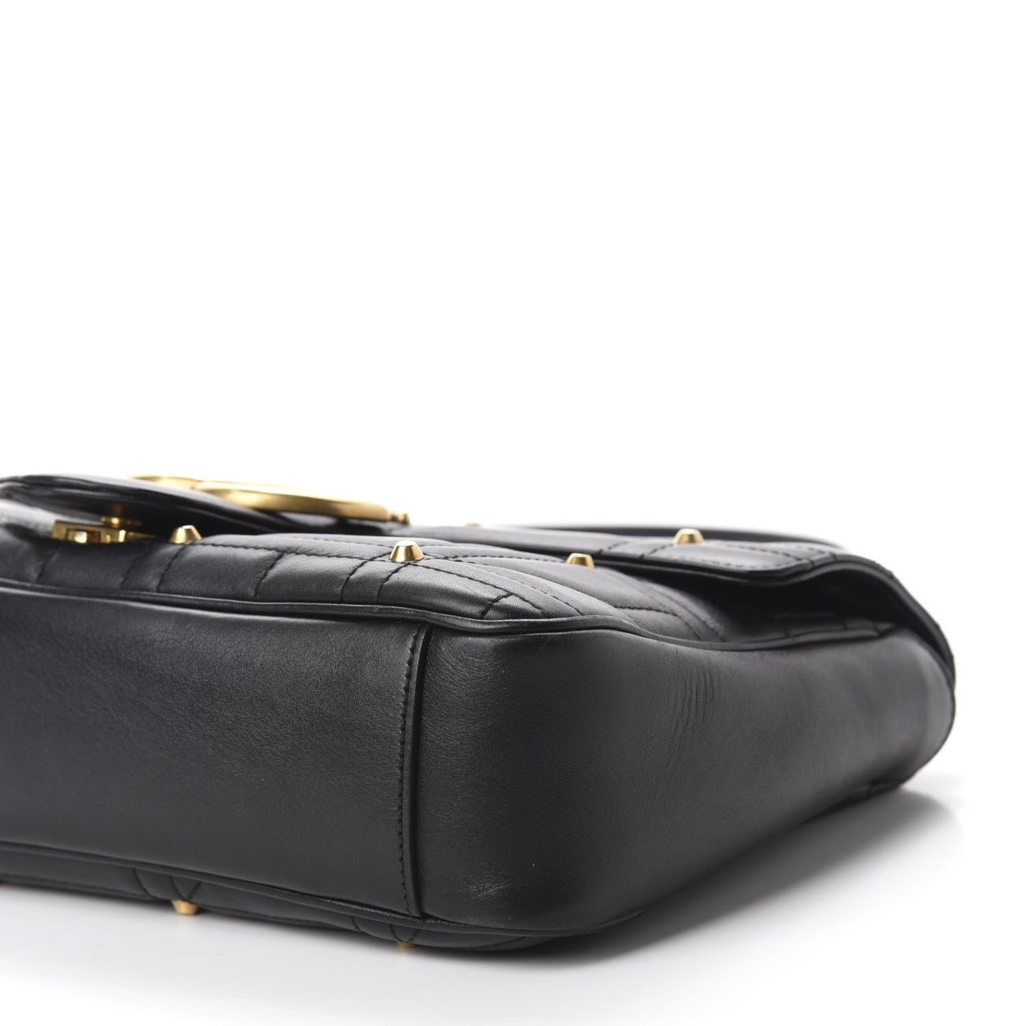 Calfskin Matelasse Studded Medium GG Marmont Shoulder Bag Black