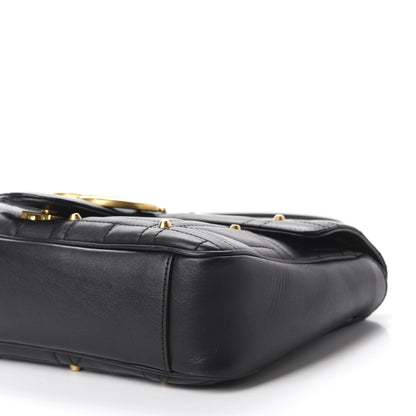Gucci Calfskin Matelasse Studded Medium GG Marmont Shoulder Bag Black 7 of 10
