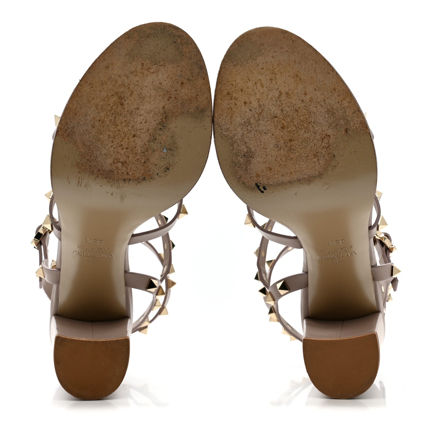 Calfskin Rockstud 90mm City Sandals 39.5 Poudre
