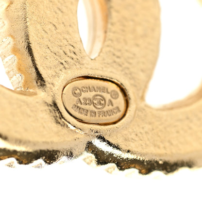 Chanel Metal Enamel CC Earrings Gold White 4 of 5