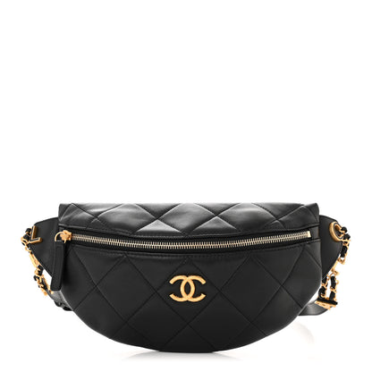 Chanel Lambskin Enamel Quilted Waist Bag Black 1 of 9