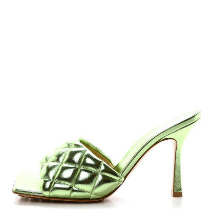 Bottega Veneta Metallic Nappa Reflection Matelasse Padded Mule Sandals 39 Pistachio 1 of 8