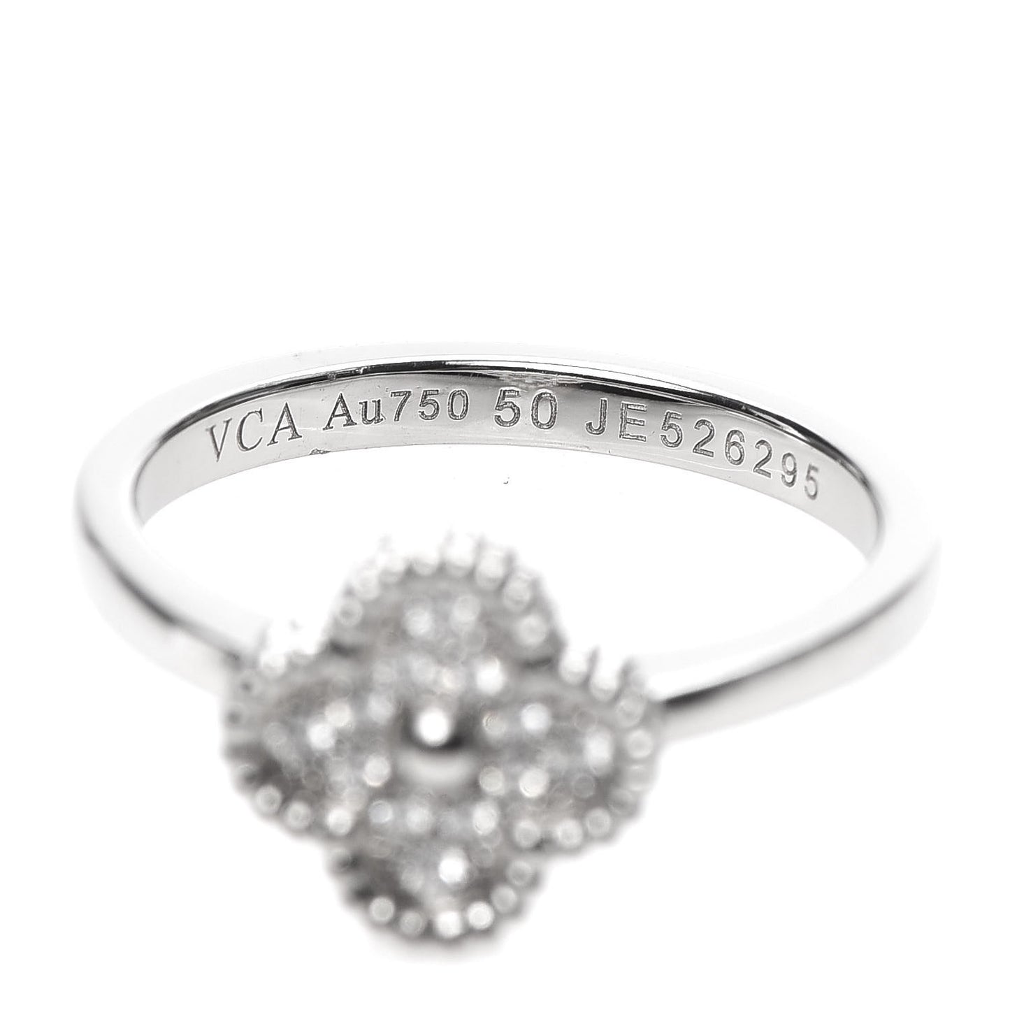 18K White Gold Diamond Sweet Alhambra Ring 50 5.25