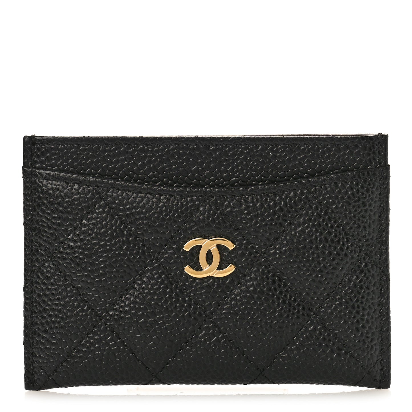 Caviar Quilted Card Holder Black