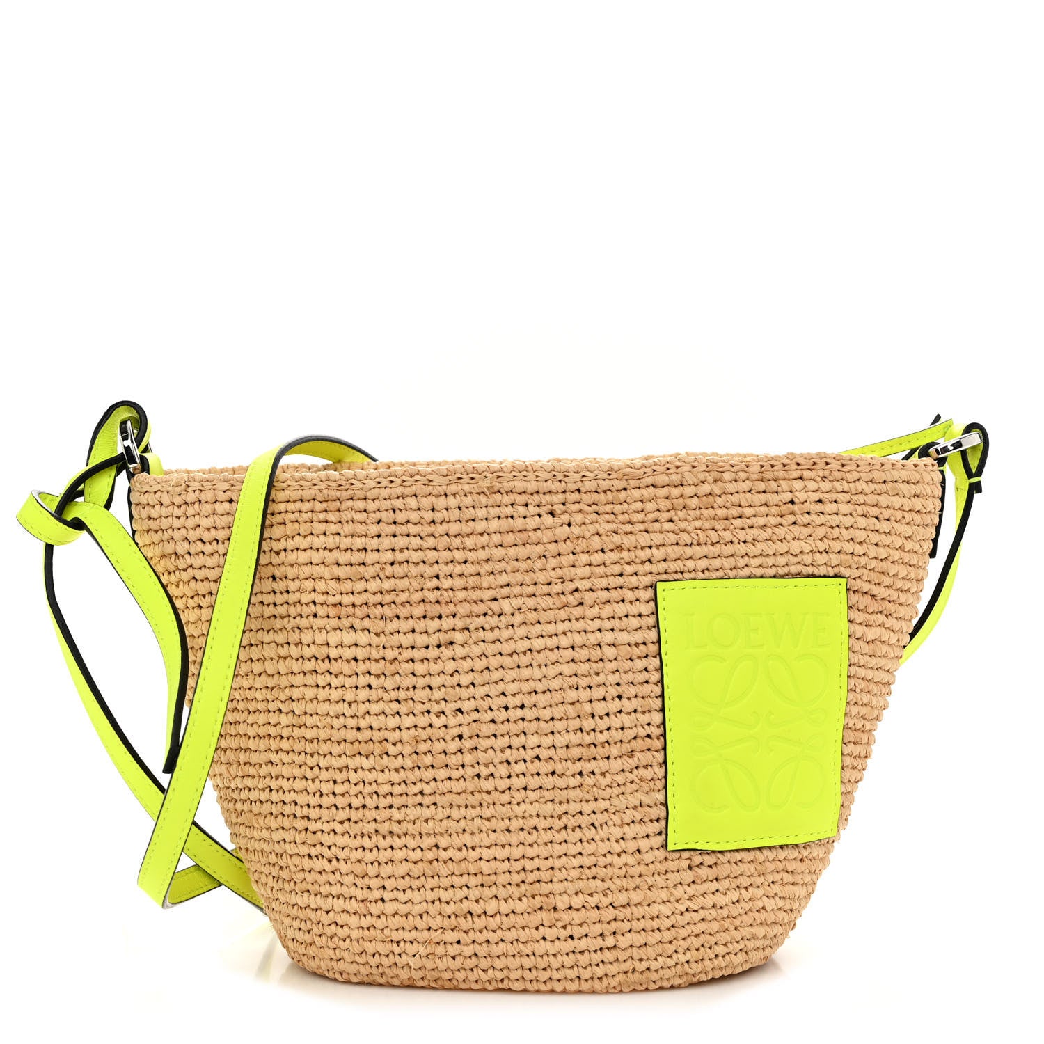 Loewe Raffia Crossbody Bag Natural Neon Yellow 1 of 9