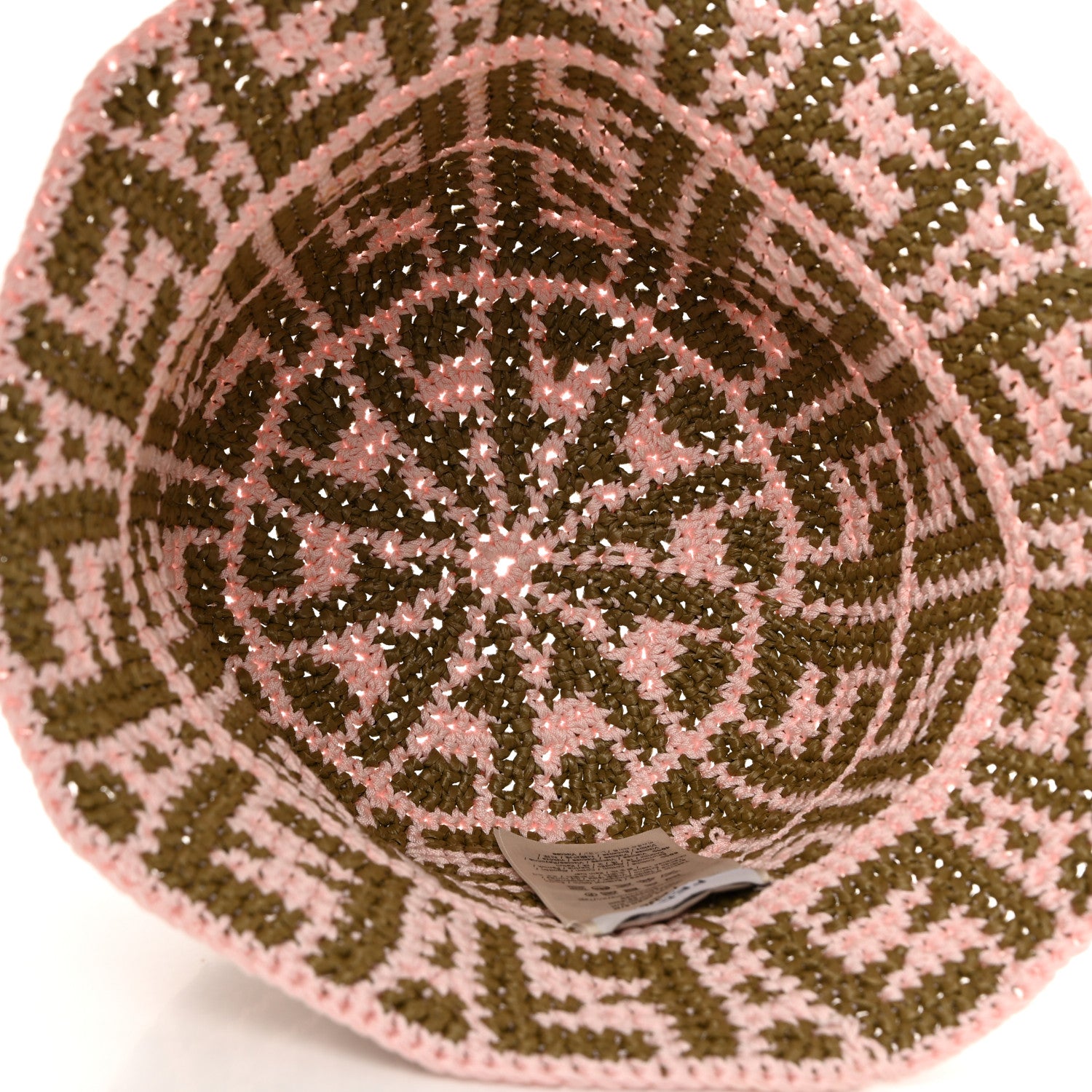 Fendi Cotton Rayon FF Woven Bucket Hat S/M Pink Khaki 8 of 8
