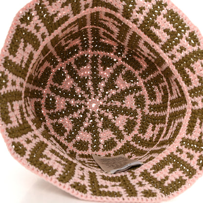 Fendi Cotton Rayon FF Woven Bucket Hat S/M Pink Khaki 8 of 8
