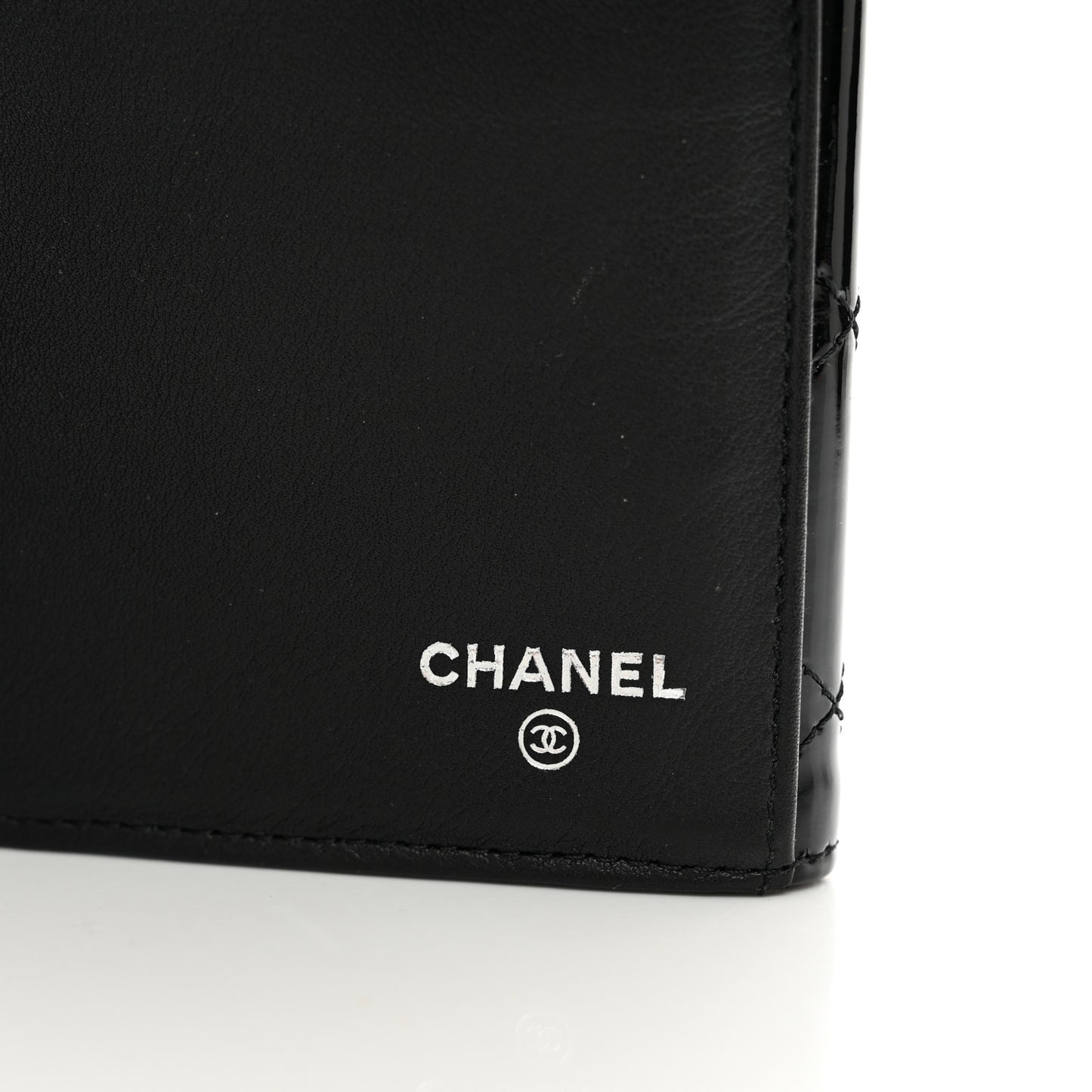 Patent Quilted Large Brilliant Flap Wallet Black