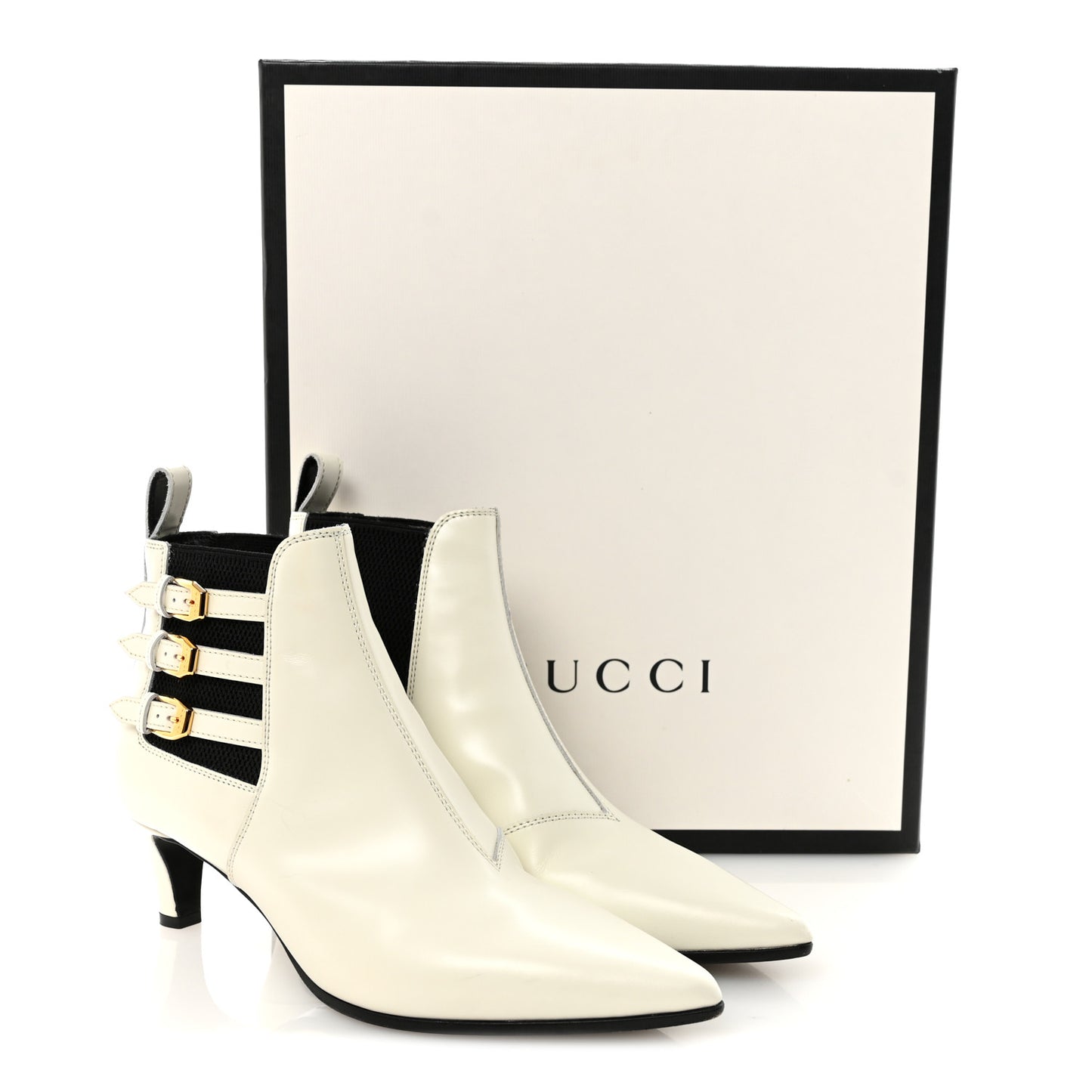 Cordovan Lux Ankle Booties 37.5 Dusty White Black