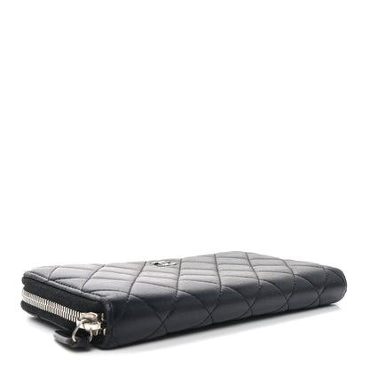 Chanel Lambskin Quilted Large Gusset Zip Around Wallet Black 4 of 10