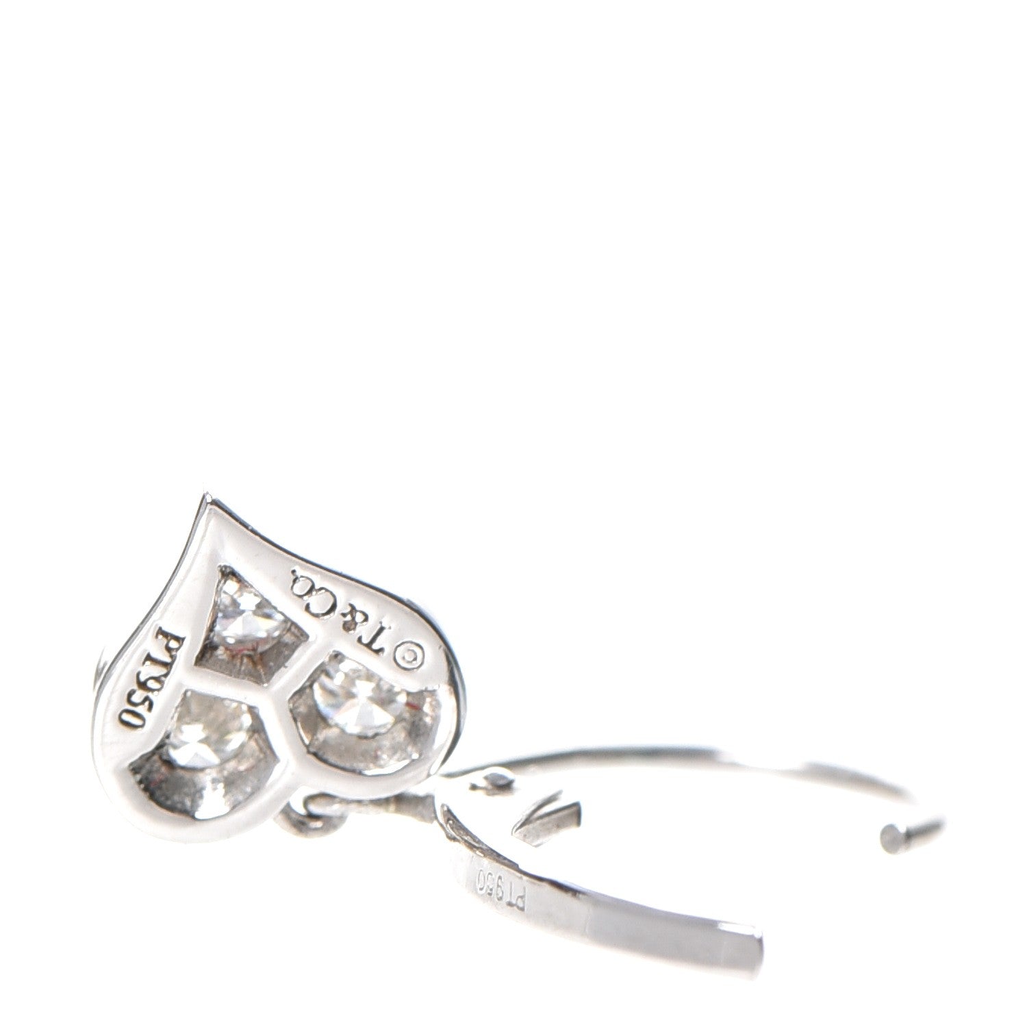Tiffany Platinum Diamond Heart Drop Earrings 4 of 6