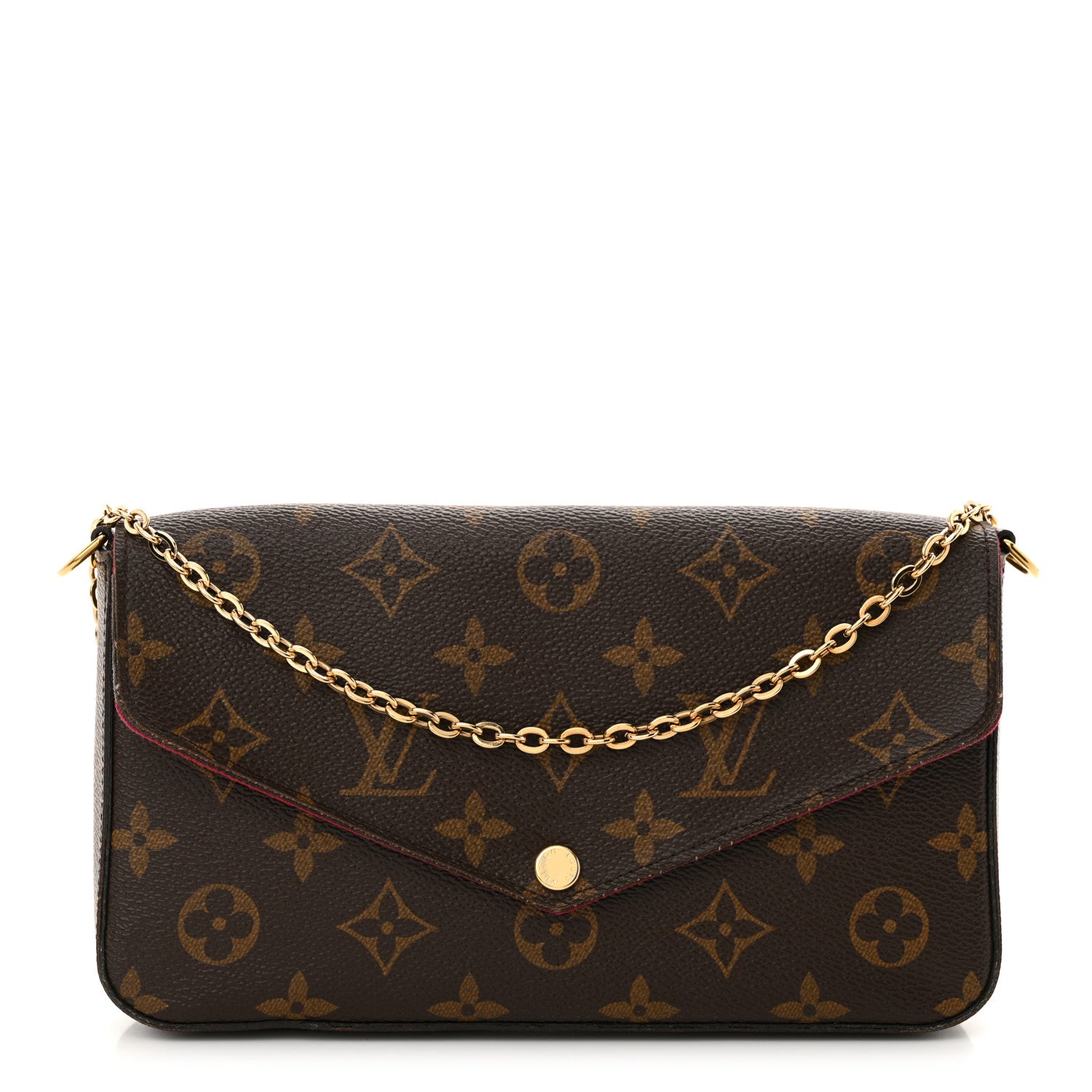 Louis Vuitton Monogram Pochette Felicie Chain Wallet Fuchsia 1 of 12
