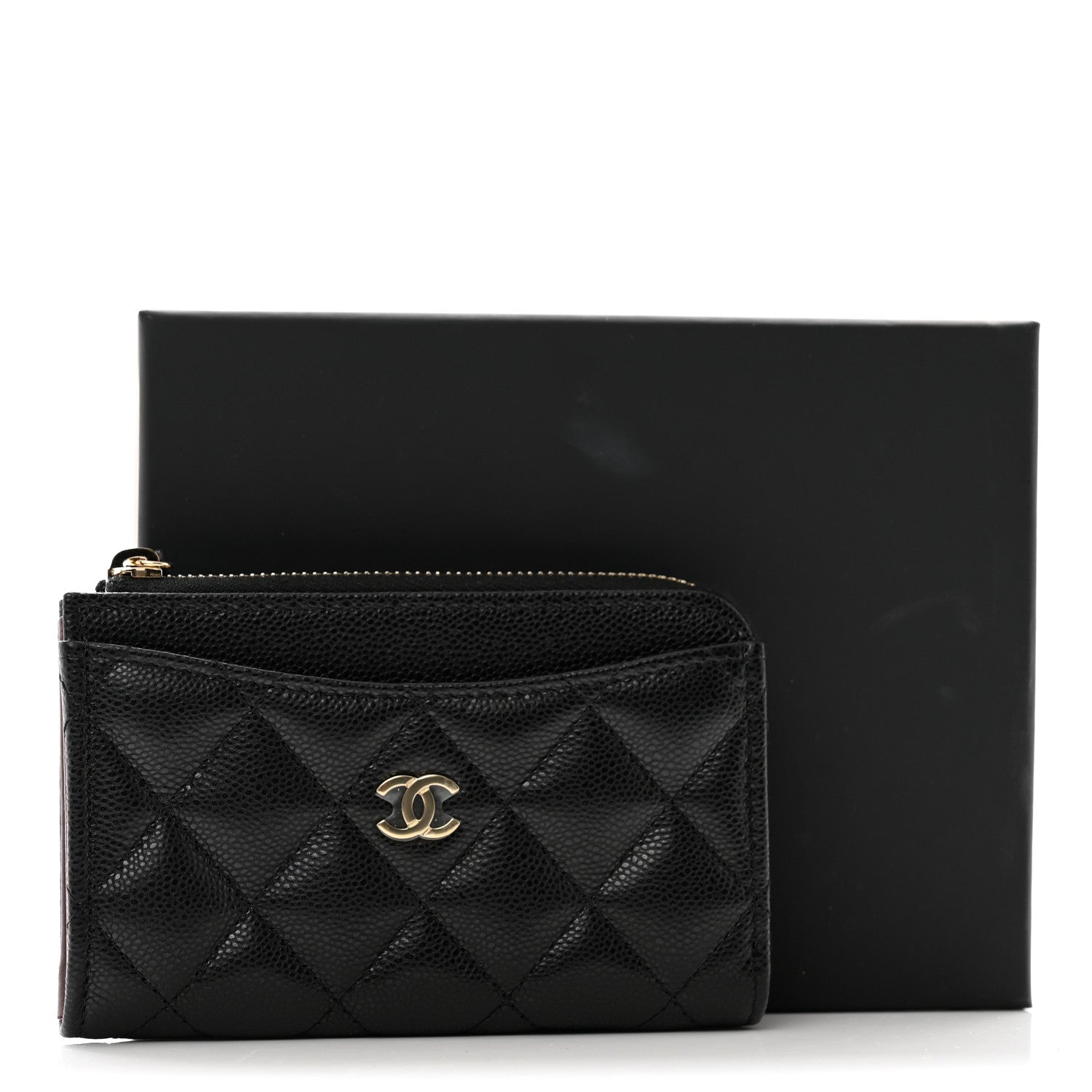 Chanel Caviar Quilted CC Zip Around Card Holder Black 8 of 8