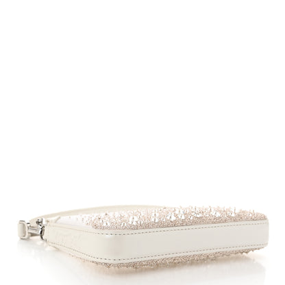 Christian Louboutin Mesh Fabric Crystal Embellished Mini Loubila Chain Clutch Bianco Silver 4 of 10