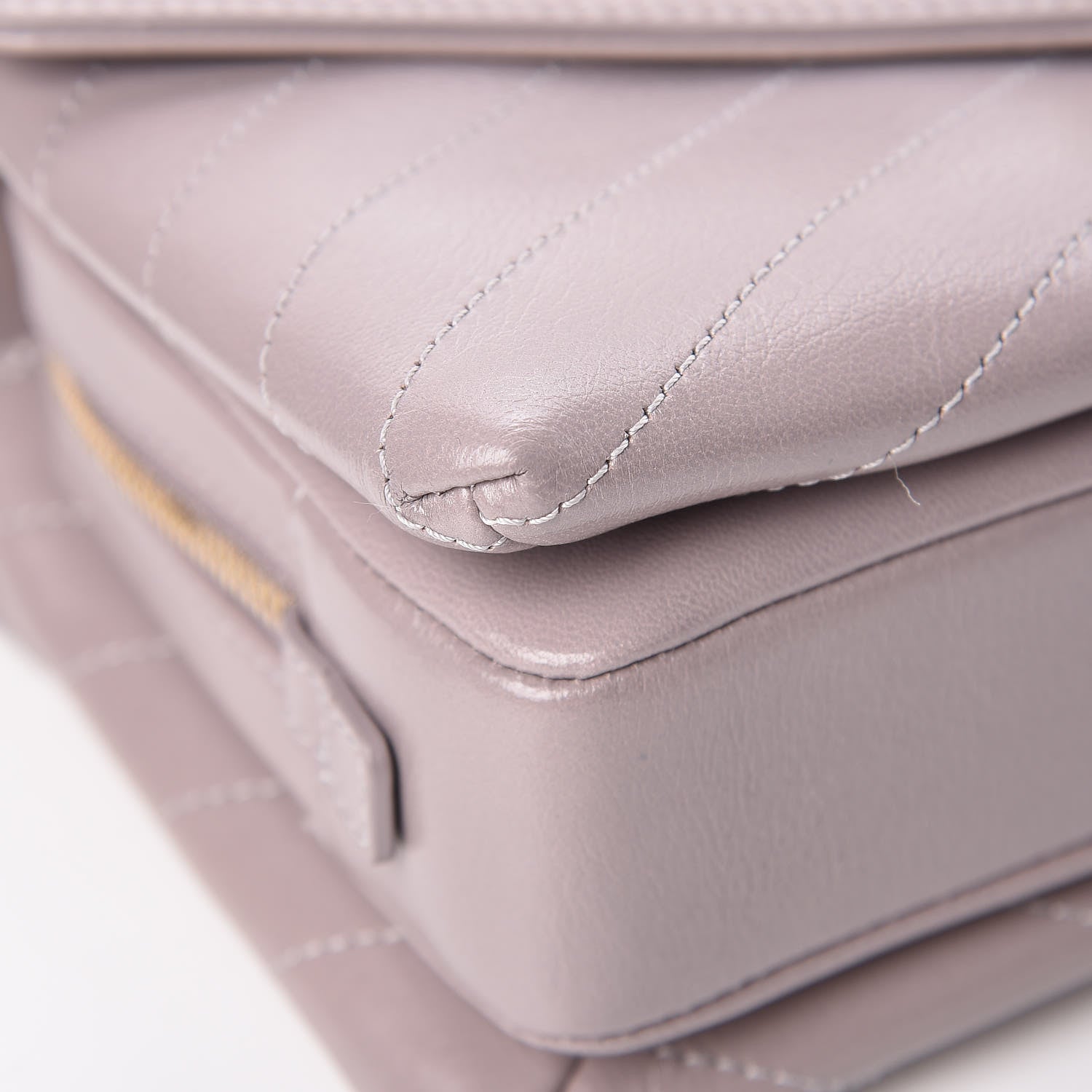 Chanel Lambskin Chevron Stitched Envelope Flap Light Grey 11 of 16