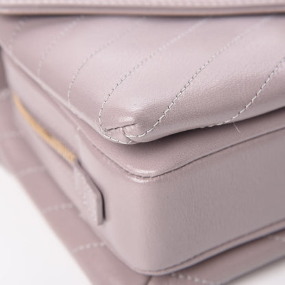 Chanel Lambskin Chevron Stitched Envelope Flap Light Grey 11 of 16