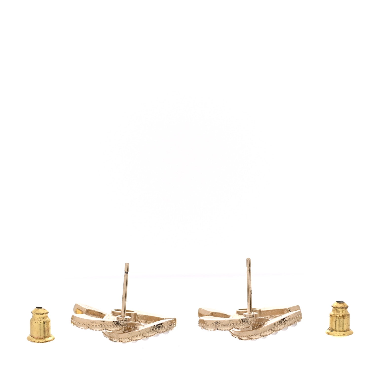 Chanel Crystal Pearl CC Earrings Gold 3 of 5