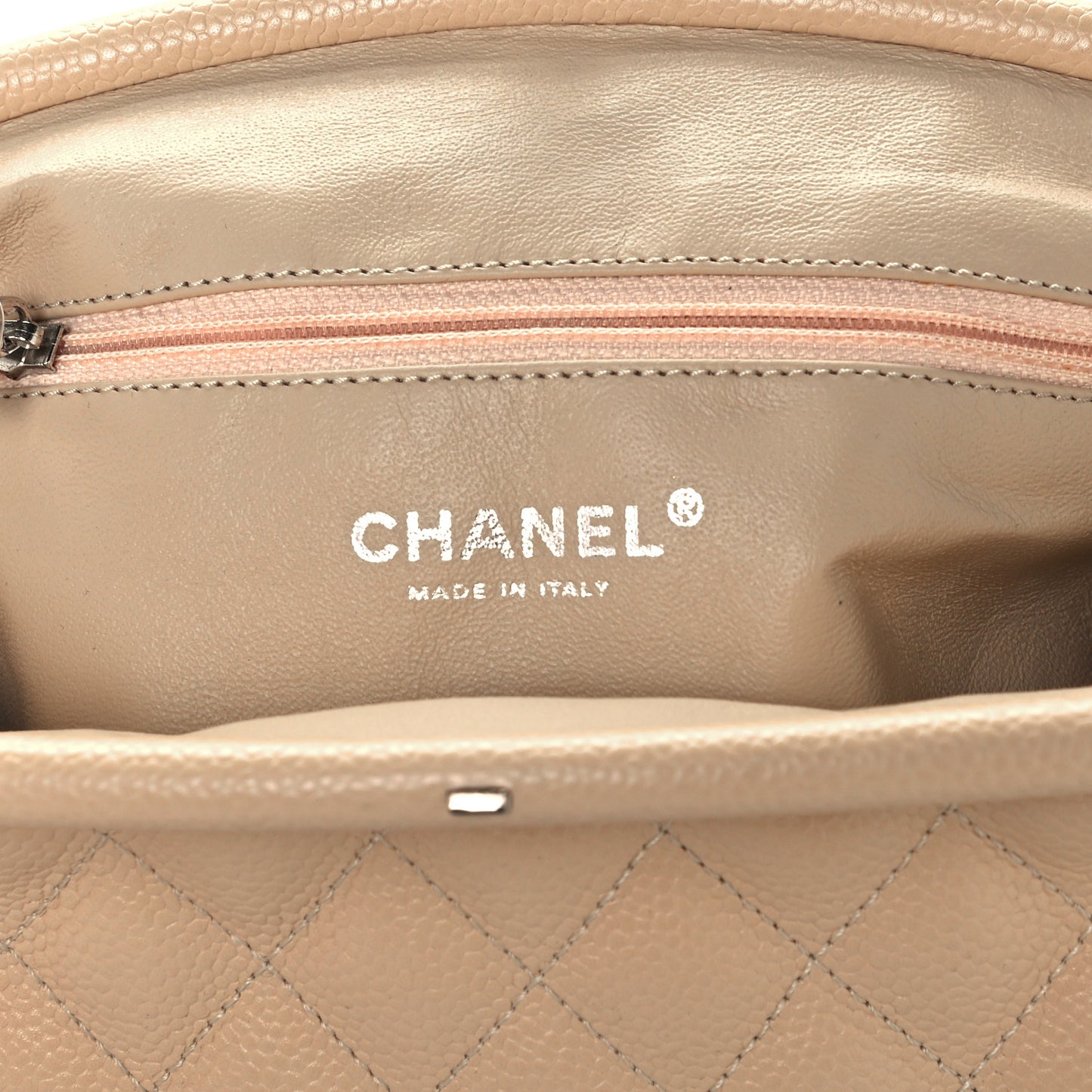 Caviar Quilted Timeless Clutch Beige