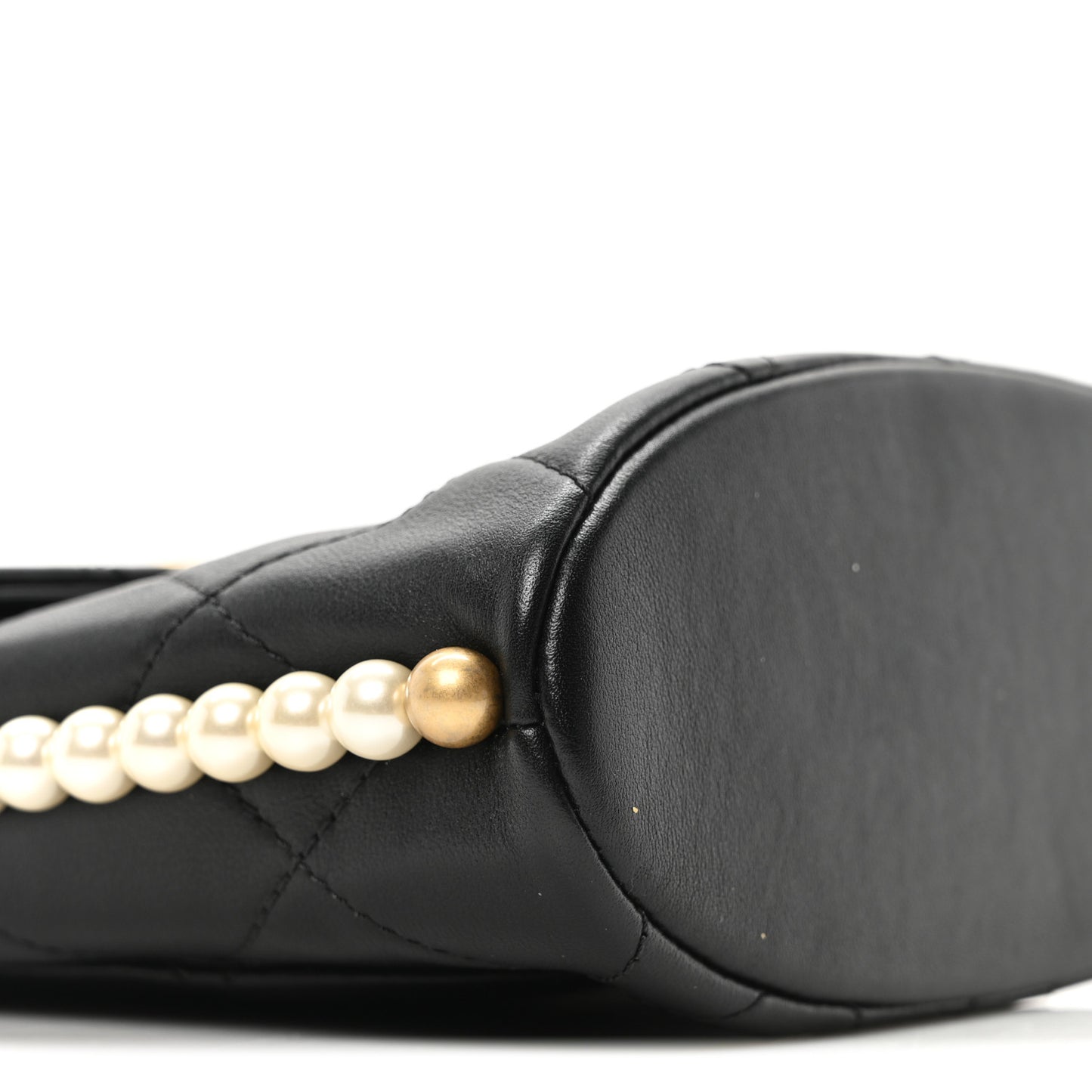 Calfskin Quilted Pearl Small About Pearls Hobo Bag Black