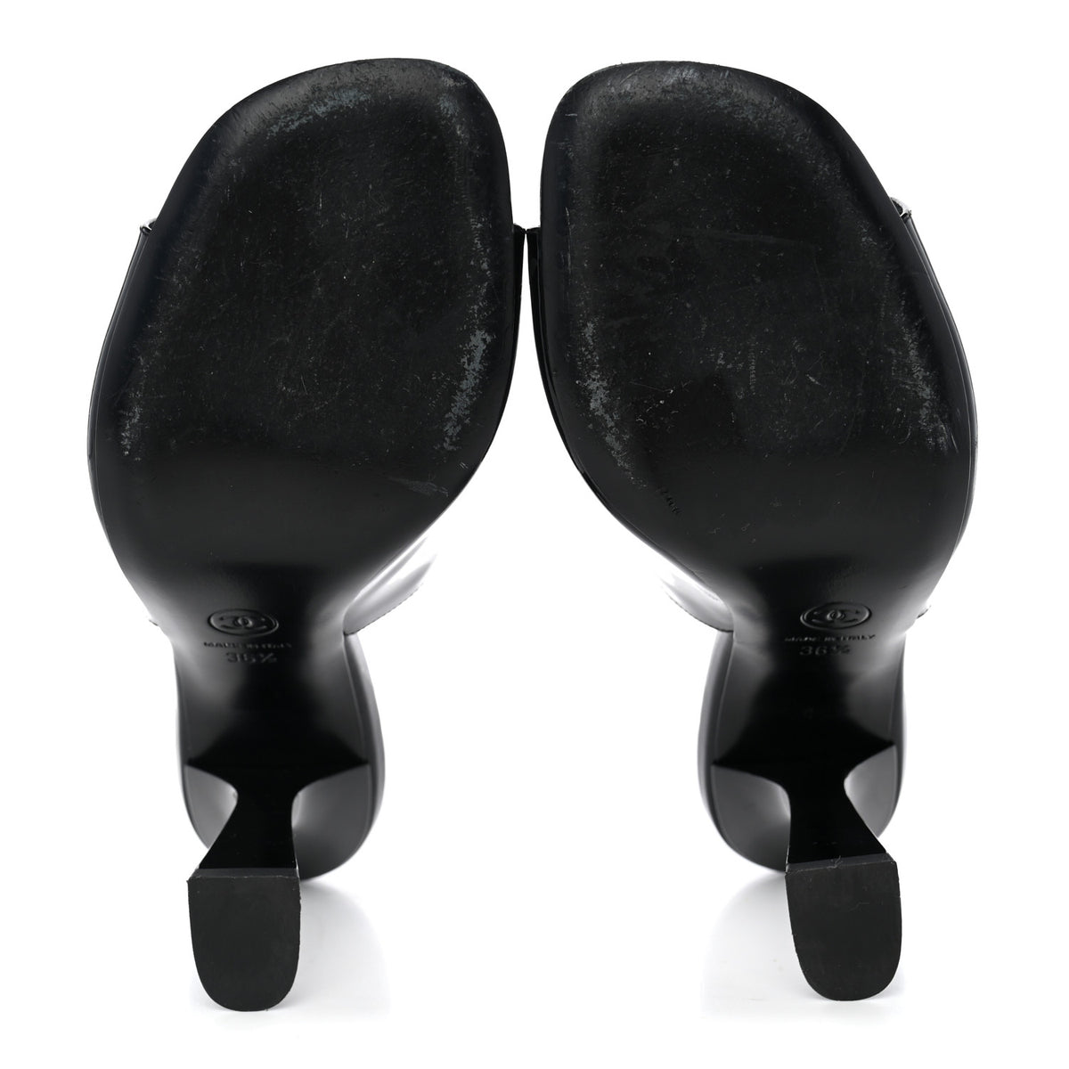 Chanel Patent Calfskin CC Mules 36.5 Black 5 of 13