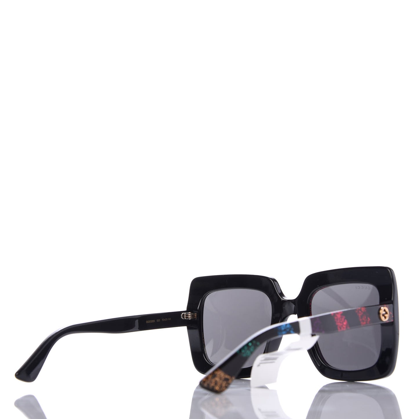 Acetate Oversize Stripe Sunglasses GG0328S Black Multi
