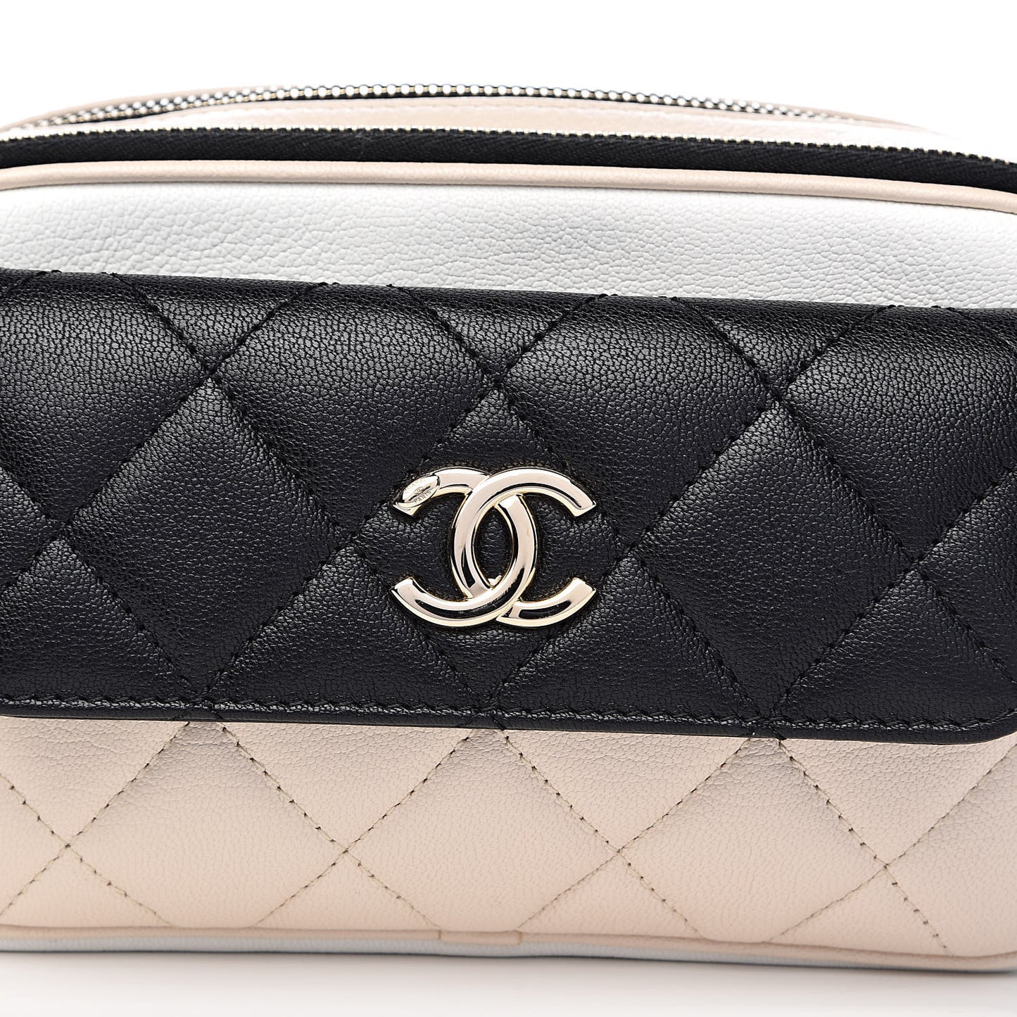 Goatskin Quilted Waist Bag Beige White Black