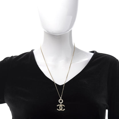 Chanel Crystal CC Drop Logo Necklace Gold 2 of 6