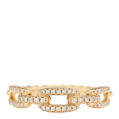 David Yurman 18K Yellow Gold Diamond 4.5mm Stax Single Row Chain Link Ring 53 6.5 1 of 4
