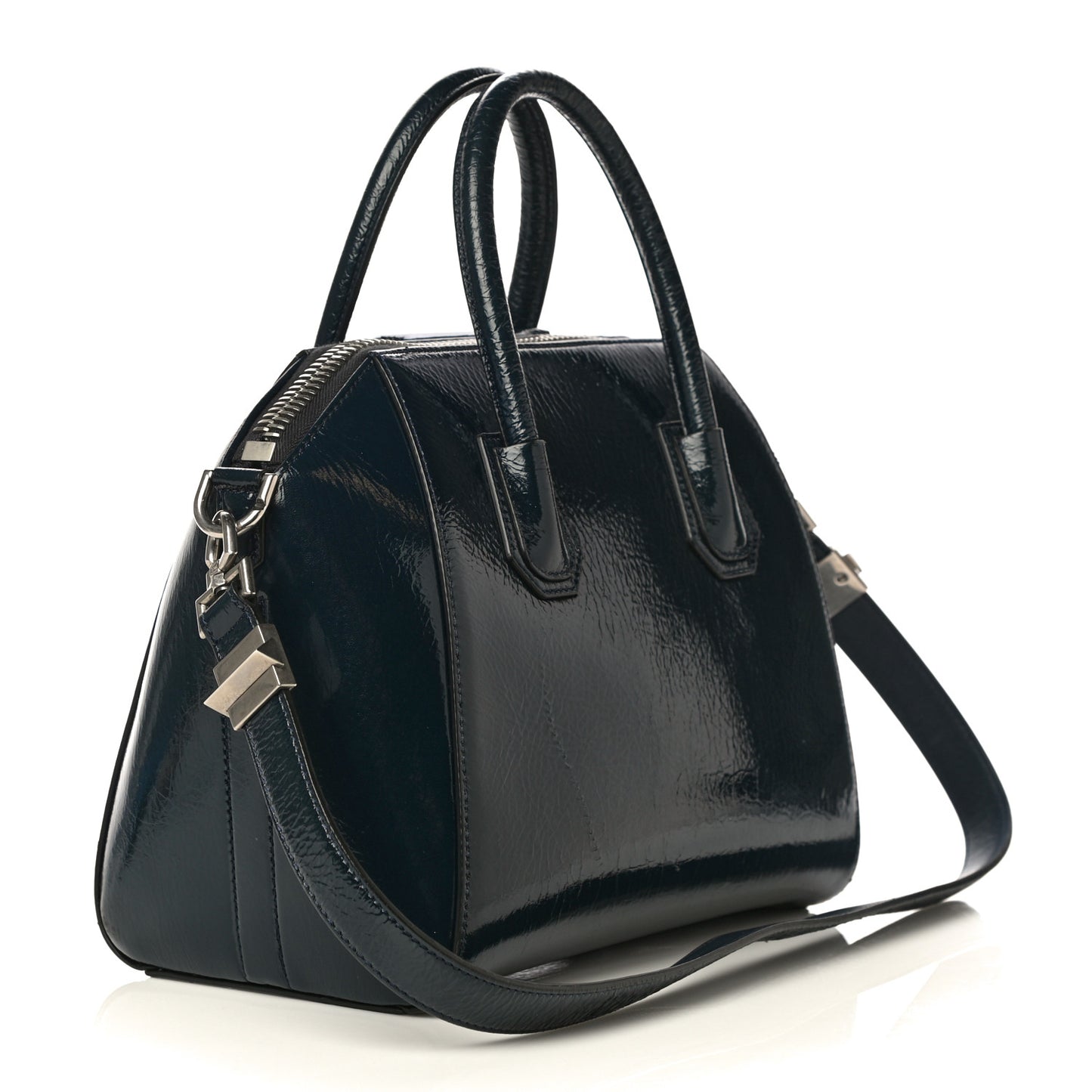 Textured Patent Calfskin Small Antigona Storm Blue