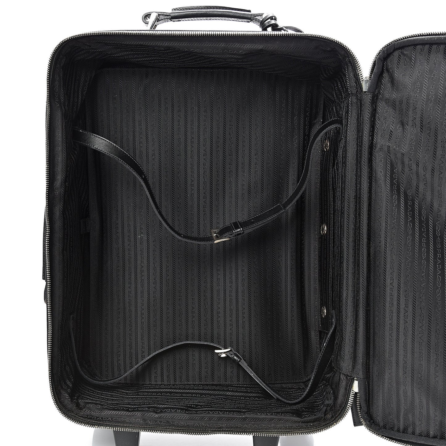 Tessuto Nylon Saffiano Trolley Luggage Black