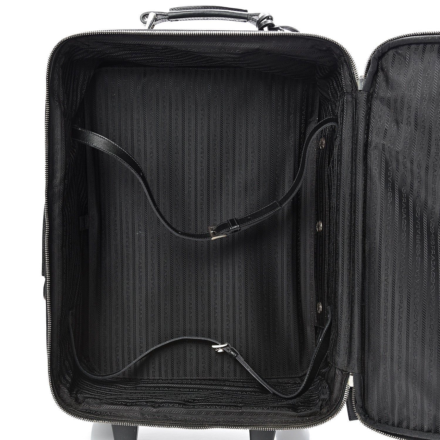Prada Tessuto Nylon Saffiano Trolley Luggage Black 4 of 32