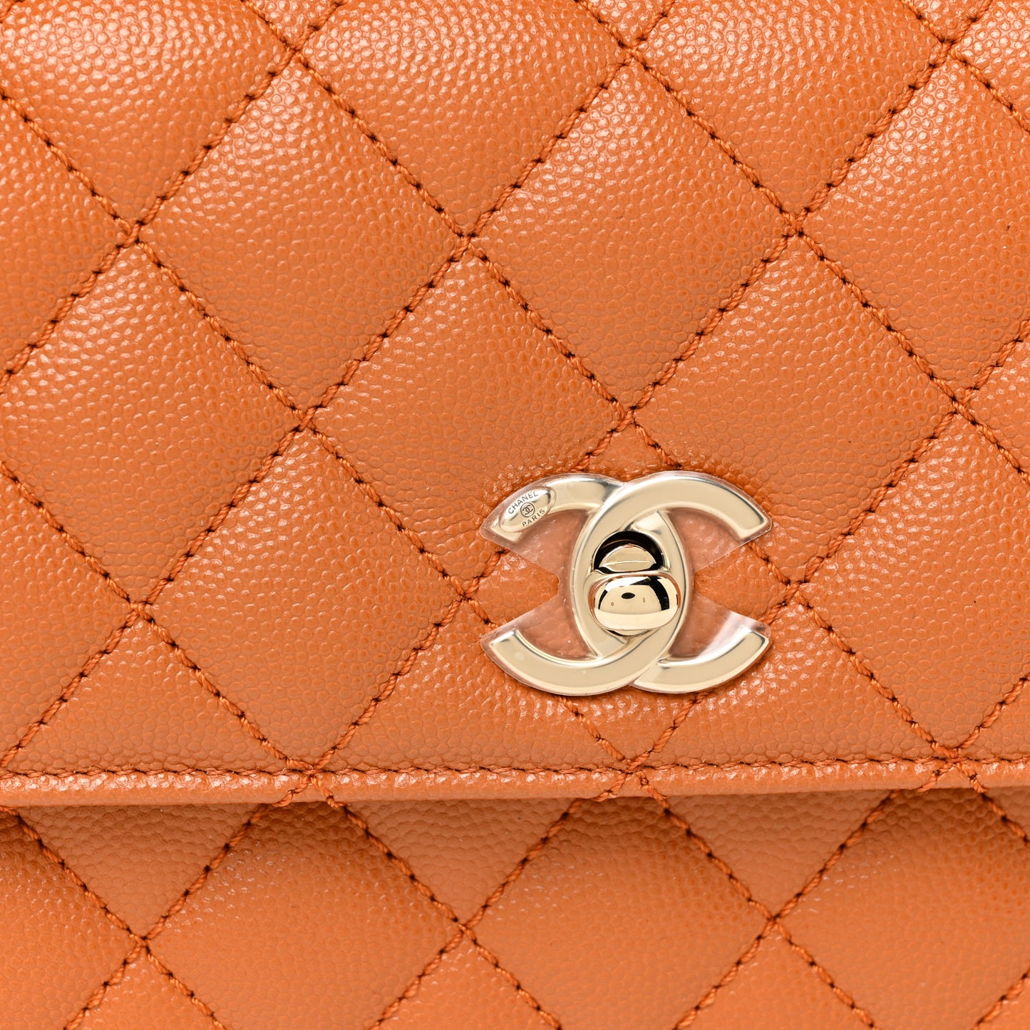 Caviar Quilted Mini Coco Handle Flap Light Brown