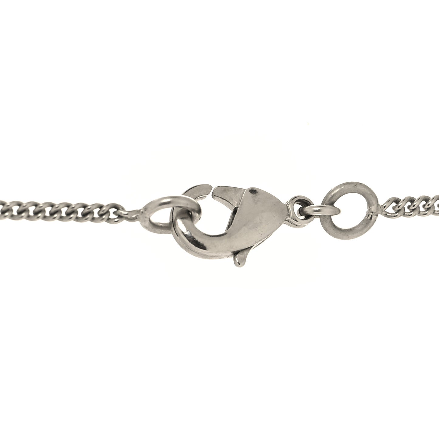 Enamel Beaded CC Necklace Silver White