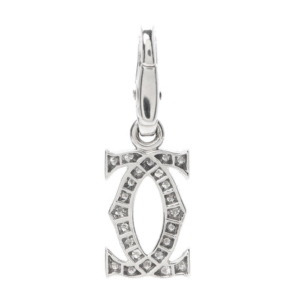 Cartier 18K White Gold Diamond Logo Charm 3 of 5