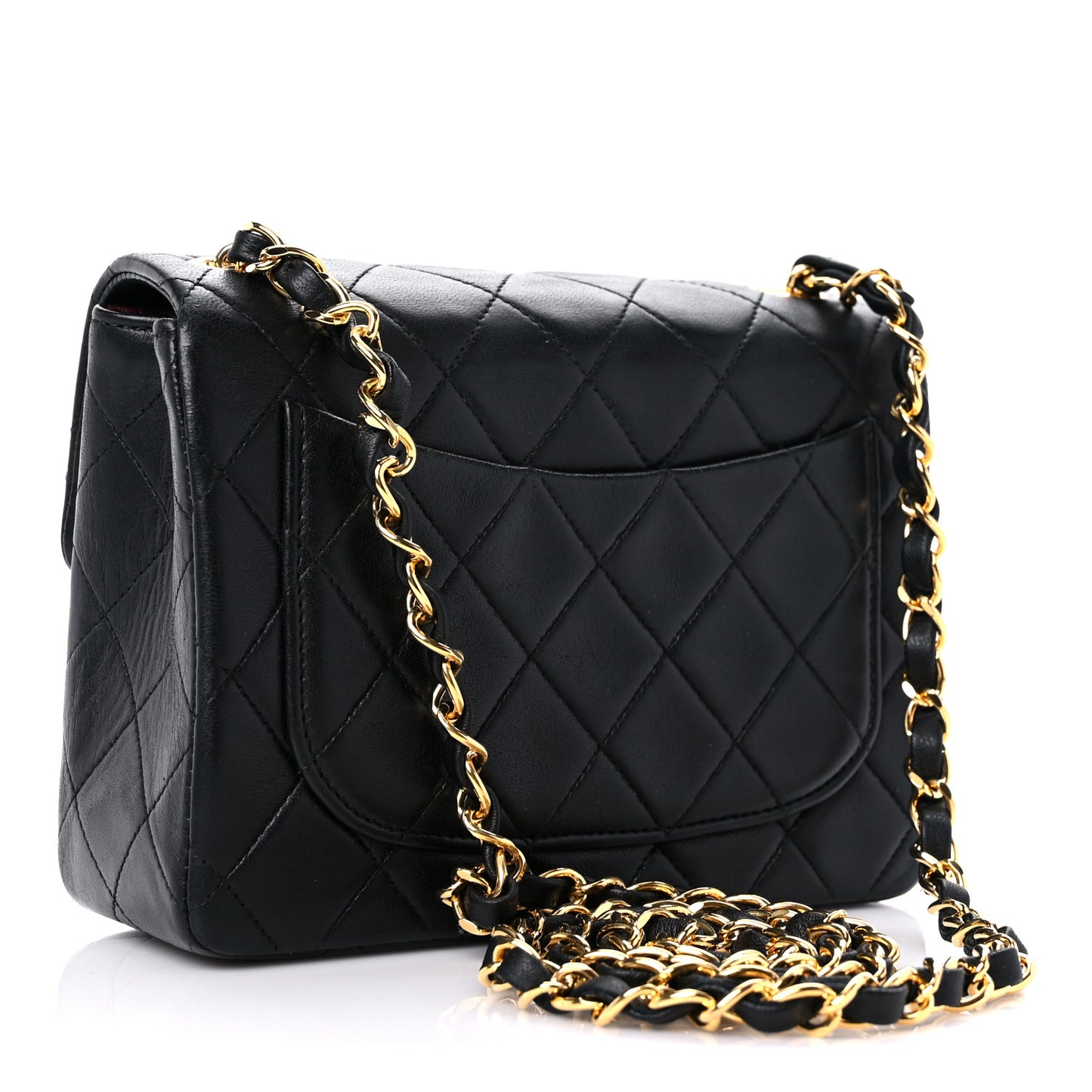 Lambskin Quilted Mini Square Flap Bag Black