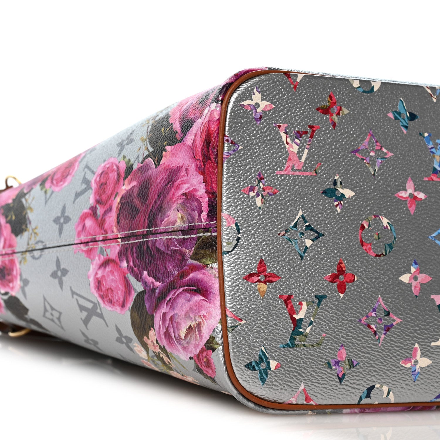 Louis Vuitton Metallic Monogram LV Garden Neverfull MM Silver 8 of 10