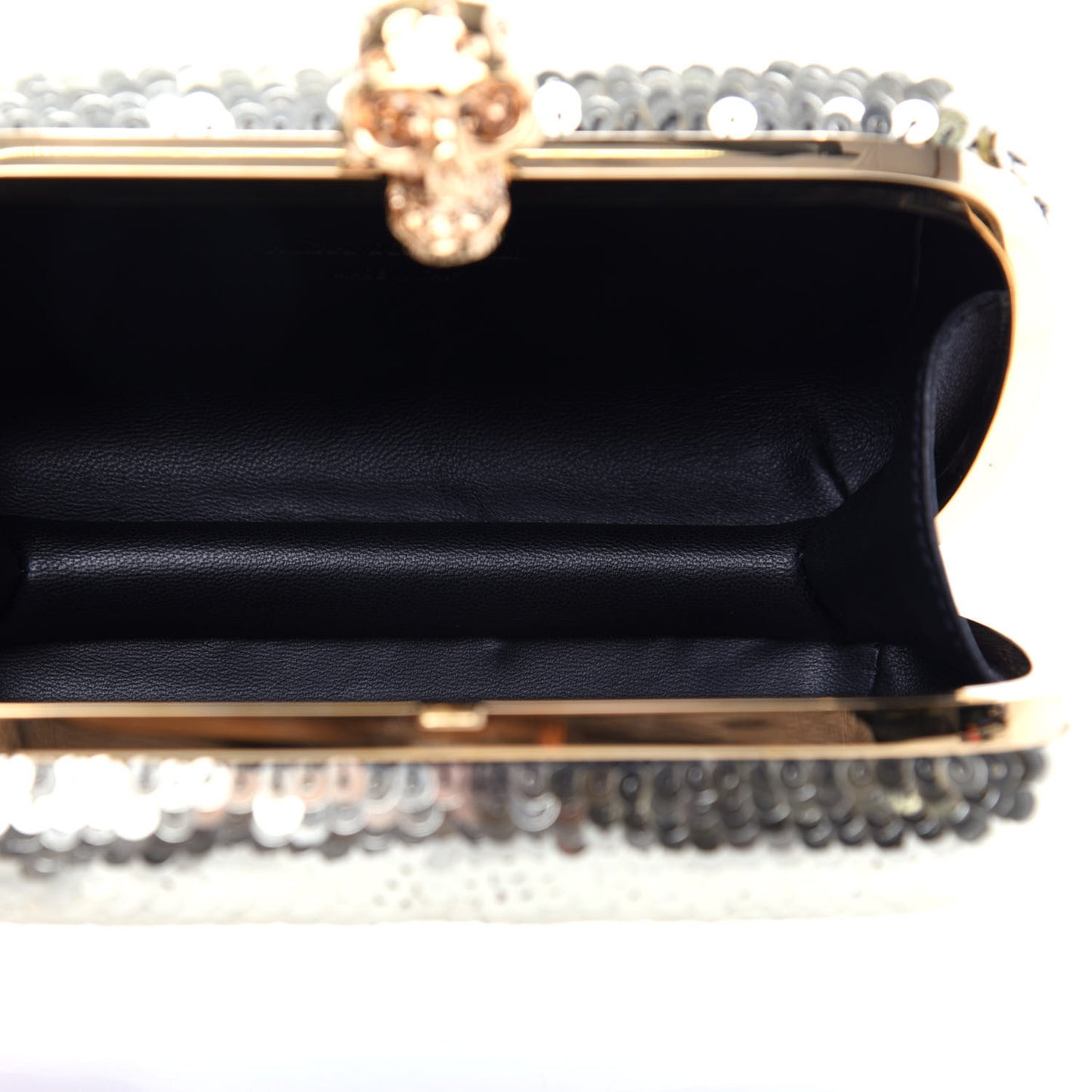 Sequin Skull Box Clutch Metallic