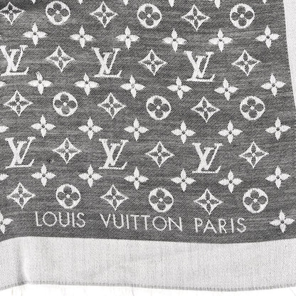 Louis Vuitton Silk Wool Monogram Denim Shawl Black 2 of 5