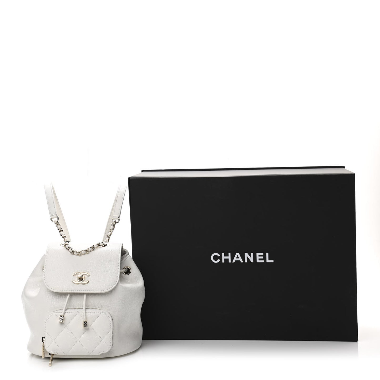 Caviar Quilted Mini Business Affinity Backpack White