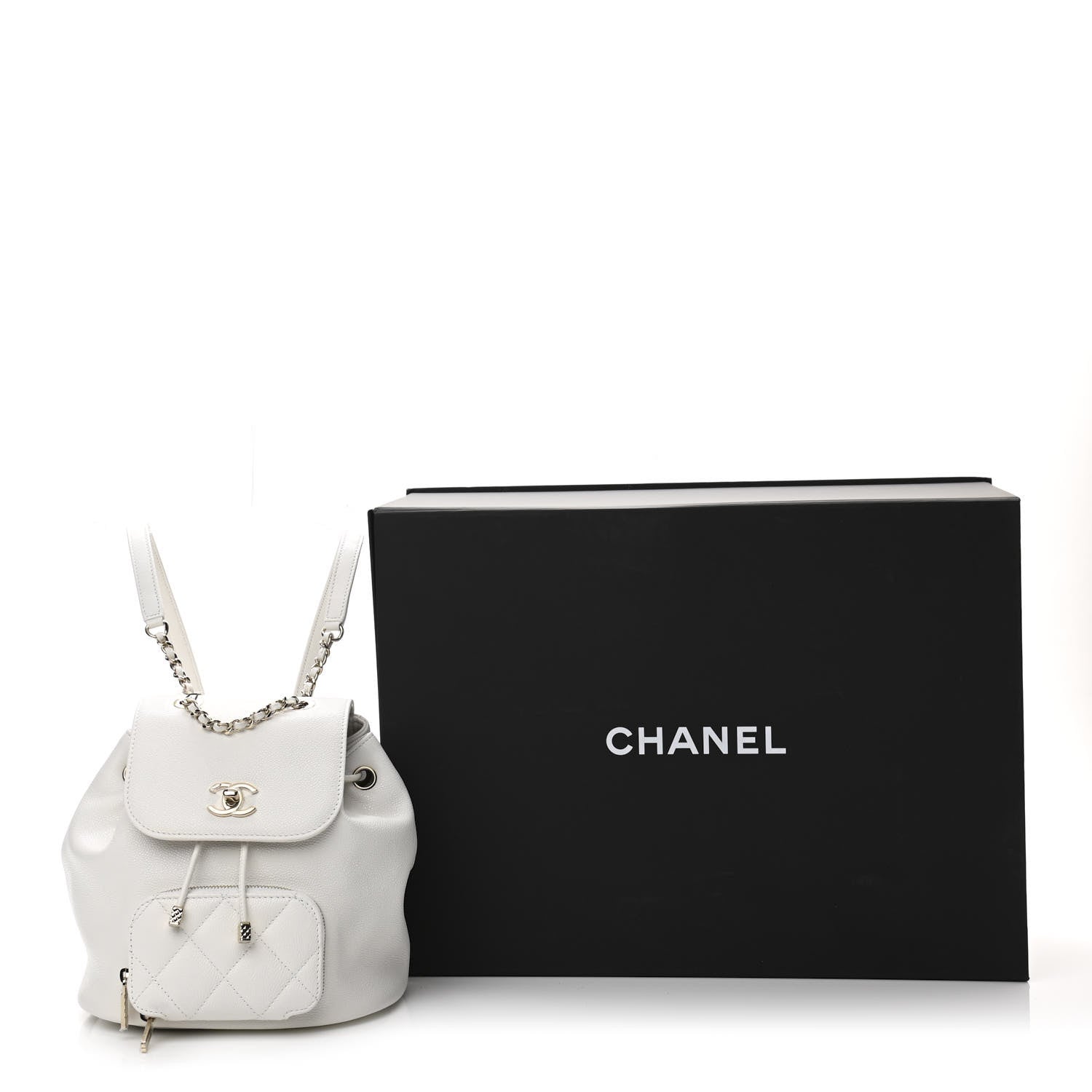 Chanel Caviar Quilted Mini Business Affinity Backpack White 10 of 10