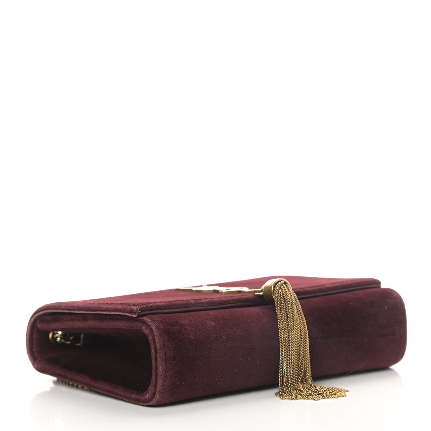 Saint Laurent Velvet Small Classic Monogram Kate Tassel Satchel Burgundy 4 of 15