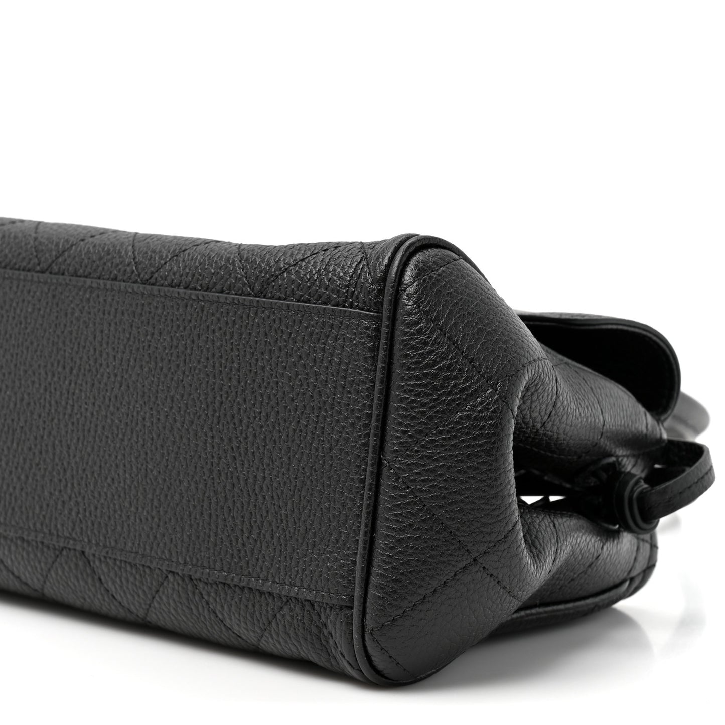 Grained Calfskin Stitched Urban Essentials Small Shopping Bag Black