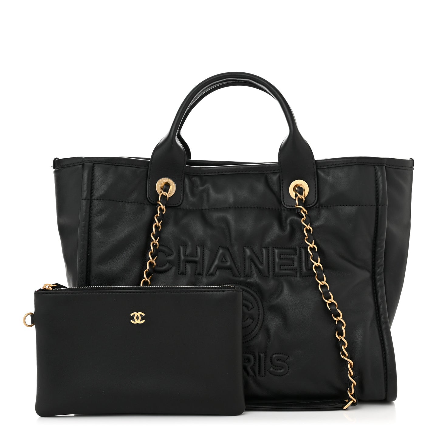 Calfskin Small Deauville Tote Black