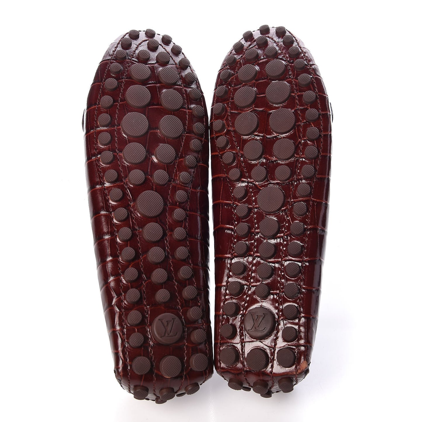 Calfskin Crocodile Embossed Dauphine Loafers 36 Bordeaux
