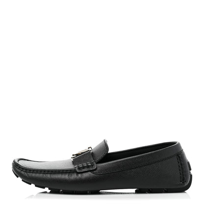 Louis Vuitton Taiga Mens Monte Carlo Car Shoe Moccasin Loafers 9 Black 1 of 10