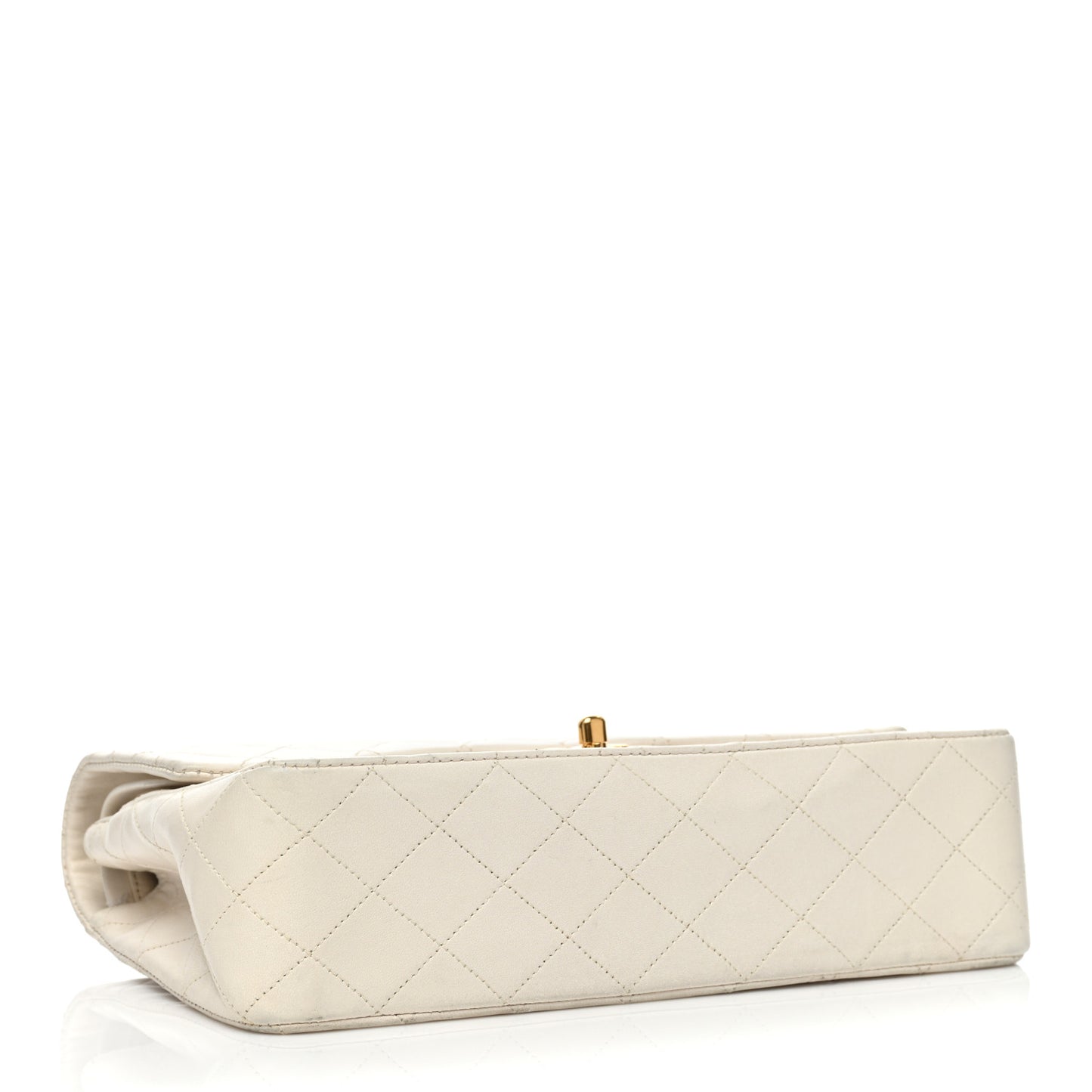 Lambskin Quilted Medium Double Flap White
